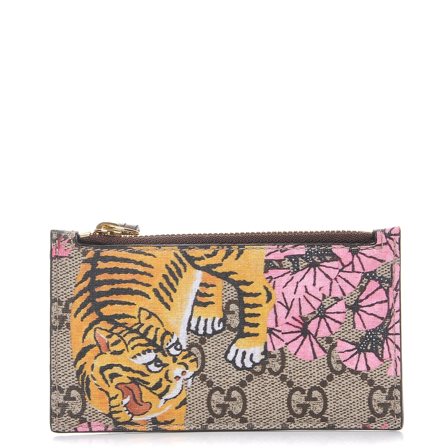 GG Supreme Monogram Bengal Coin Case Card Holder Beige Crop Pink New Acero