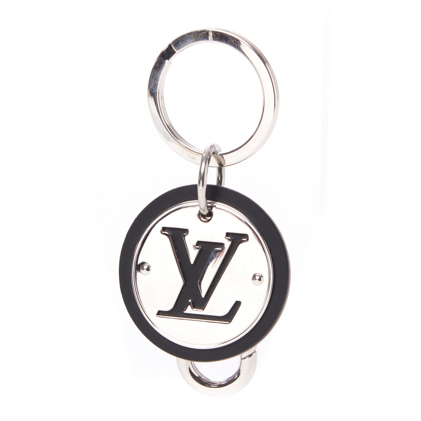 LV Cut Circle Key Holder Silver