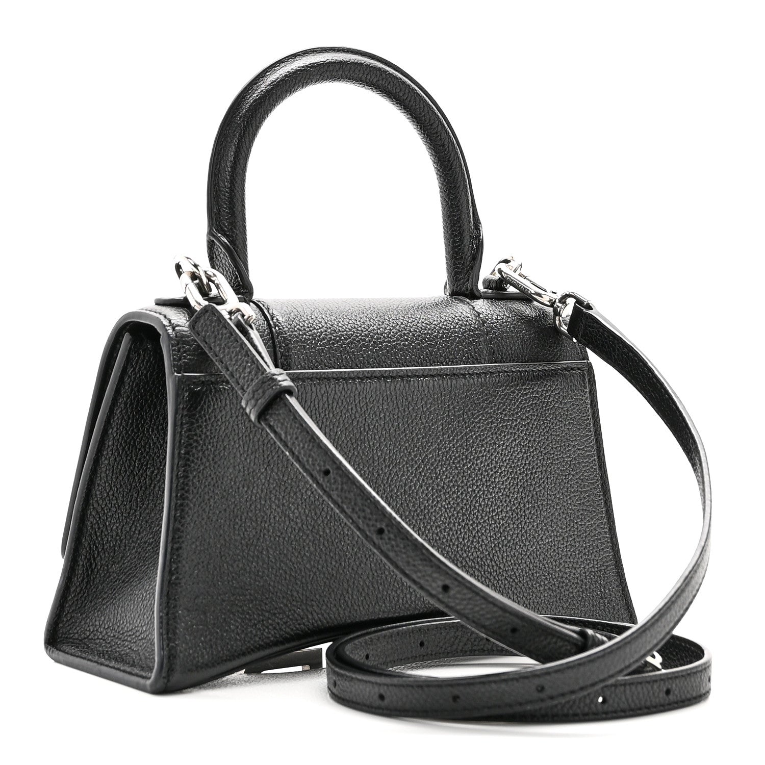 Balenciaga Grained Calfskin Hourglass Top Handle Bag XS Black 3 of 10