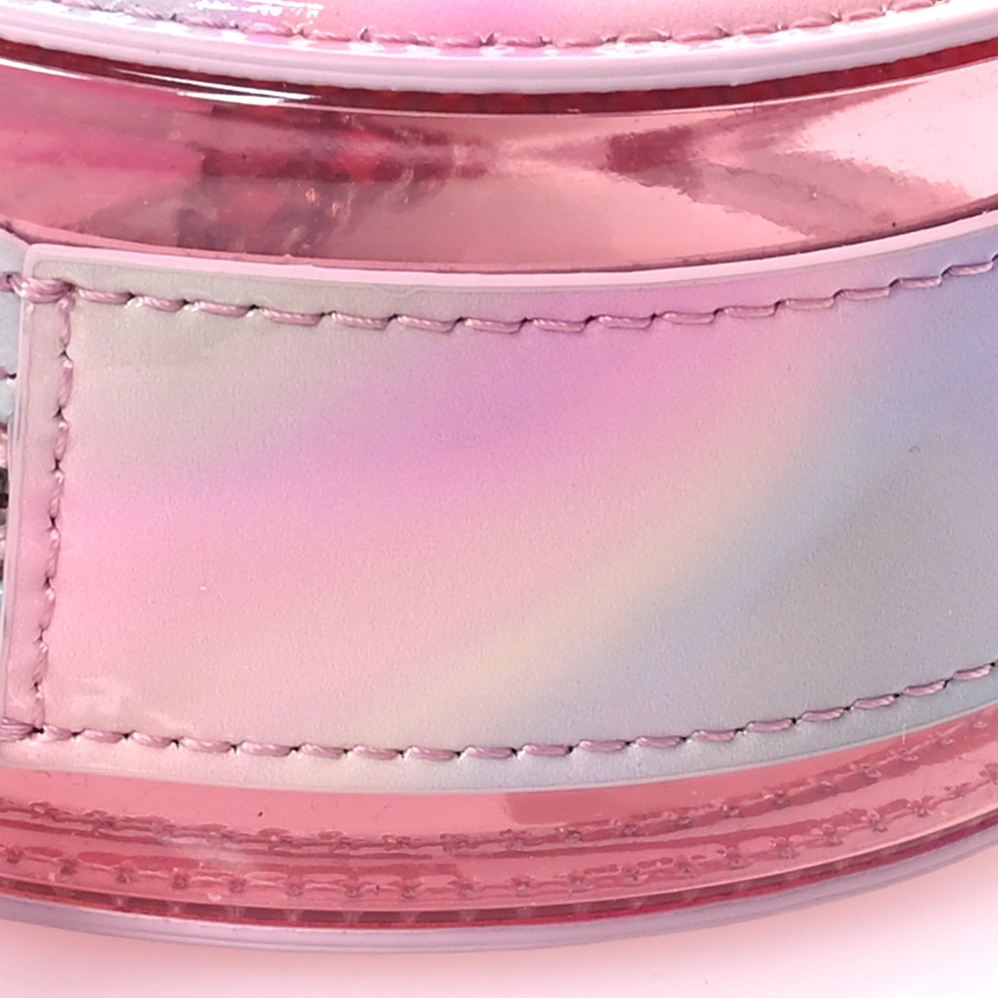 PVC Lambskin Filigree Round Clutch With Chain Pink