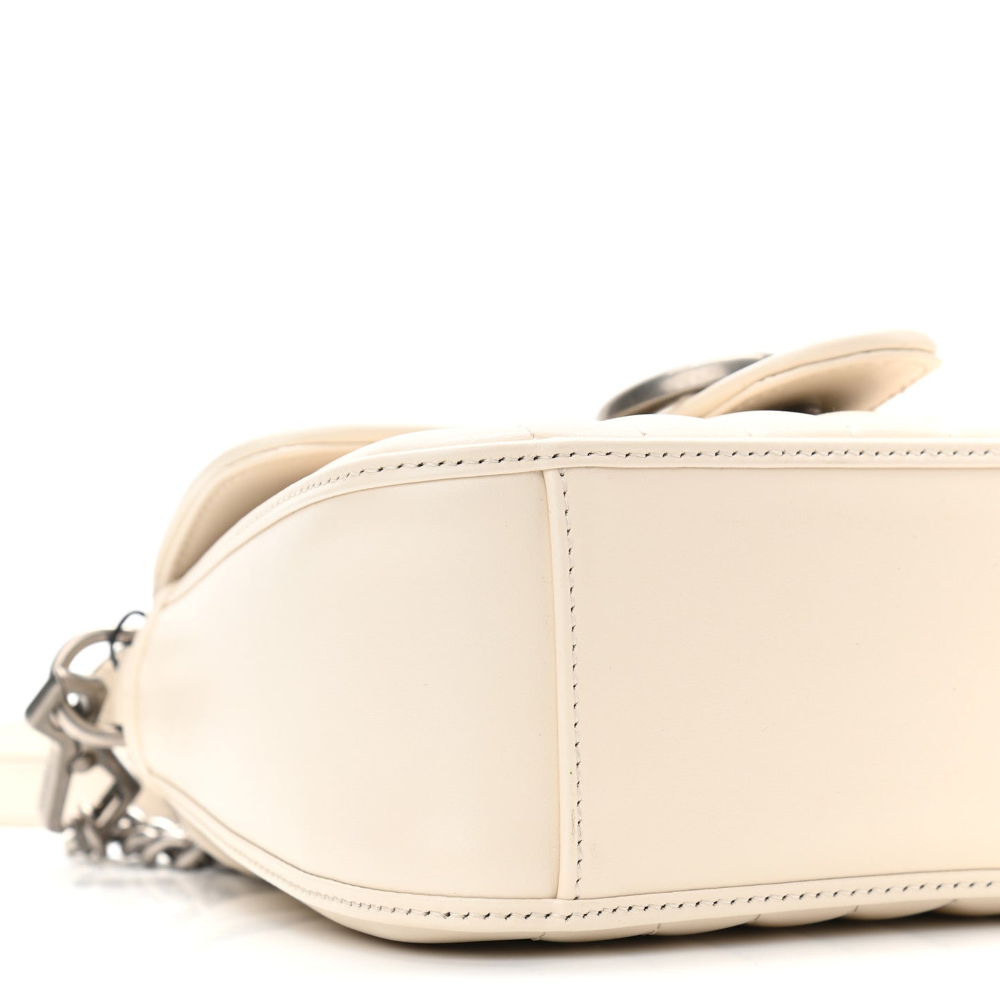 Calfskin Matelasse Aria Mini GG Marmont Top Handle Shoulder Bag Mystic White