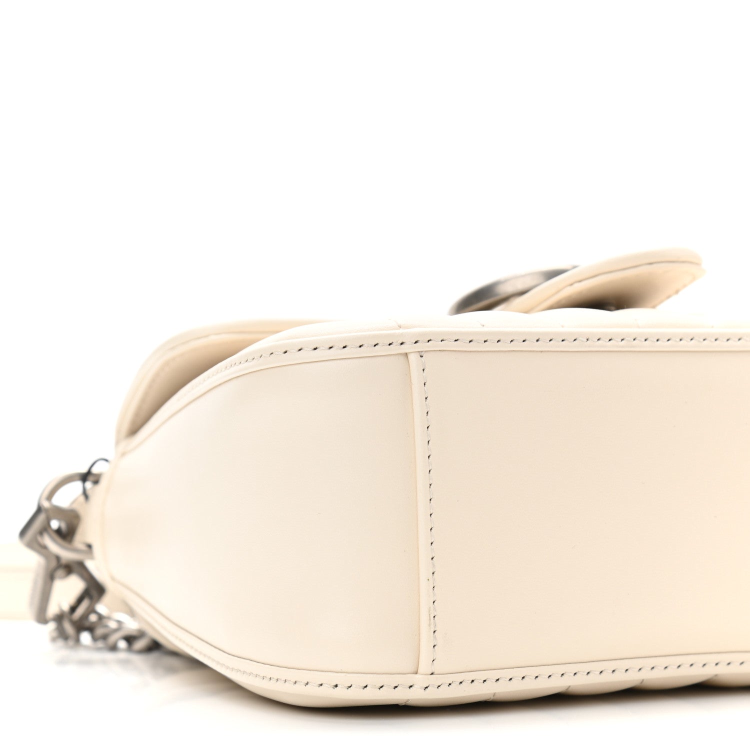 Gucci Calfskin Matelasse Aria Mini GG Marmont Top Handle Shoulder Bag Mystic White 8 of 10