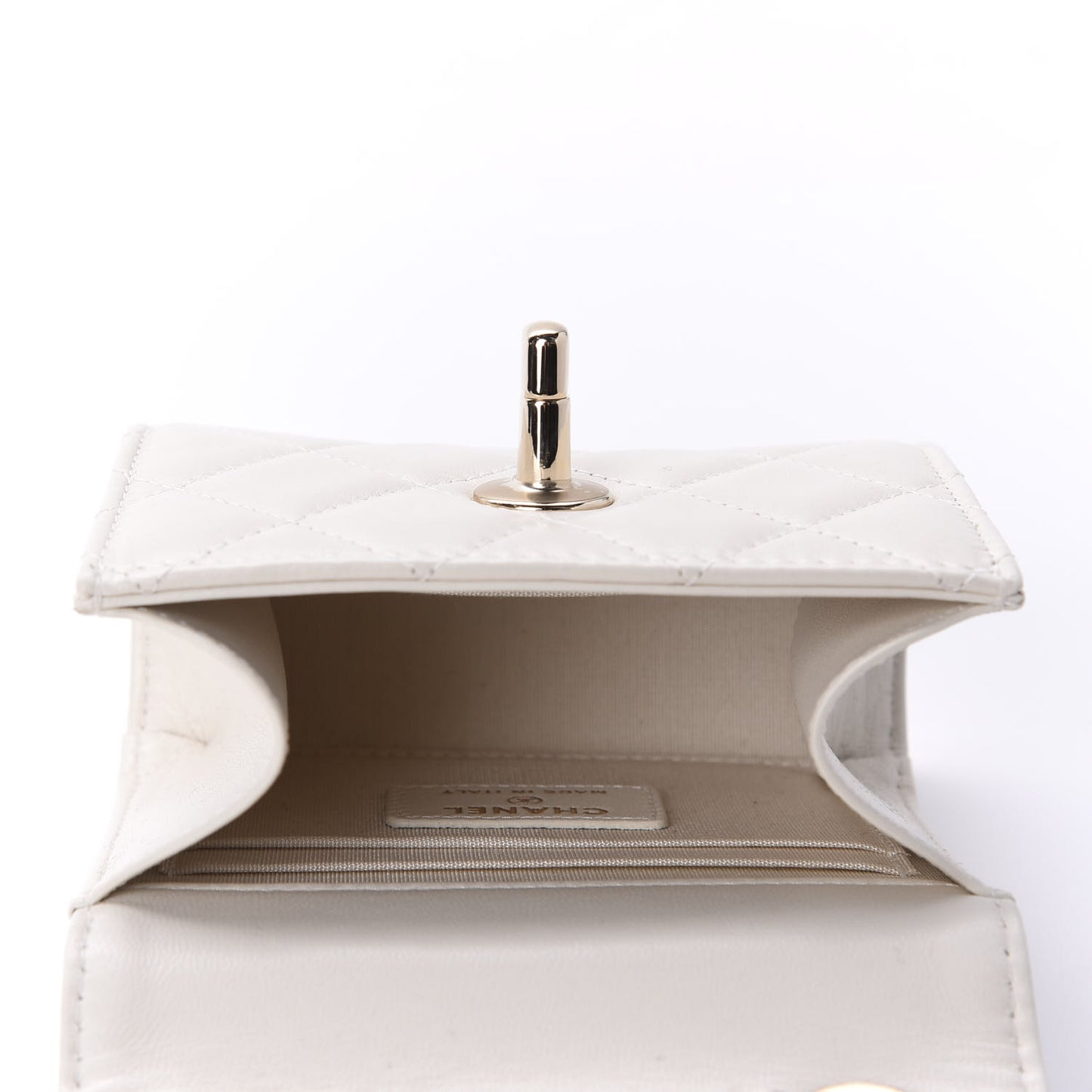 Lambskin Quilted Mini Trendy CC Clutch With Chain Ecru