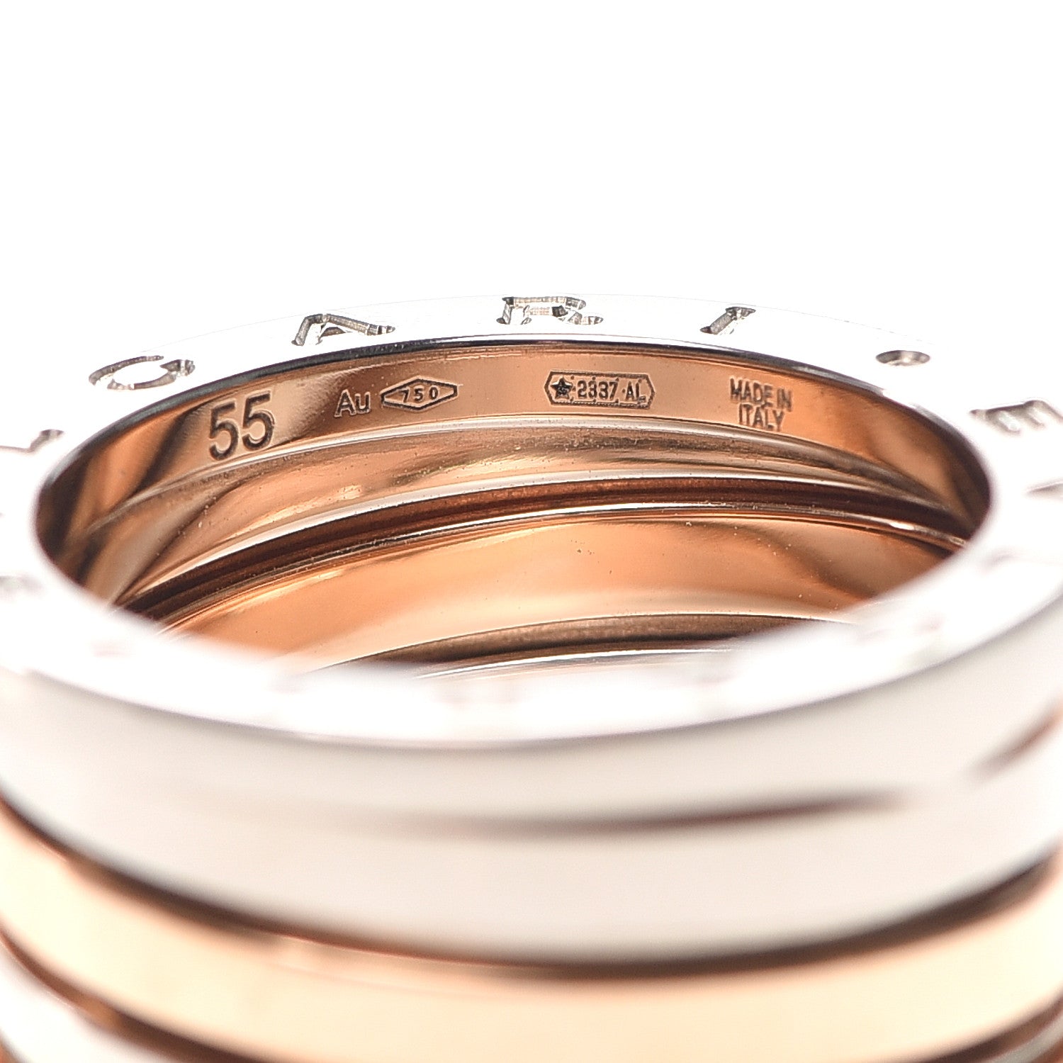 Bulgari 18K Pink White Gold B.Zero1 4 Band Ring 54 7 5 of 6
