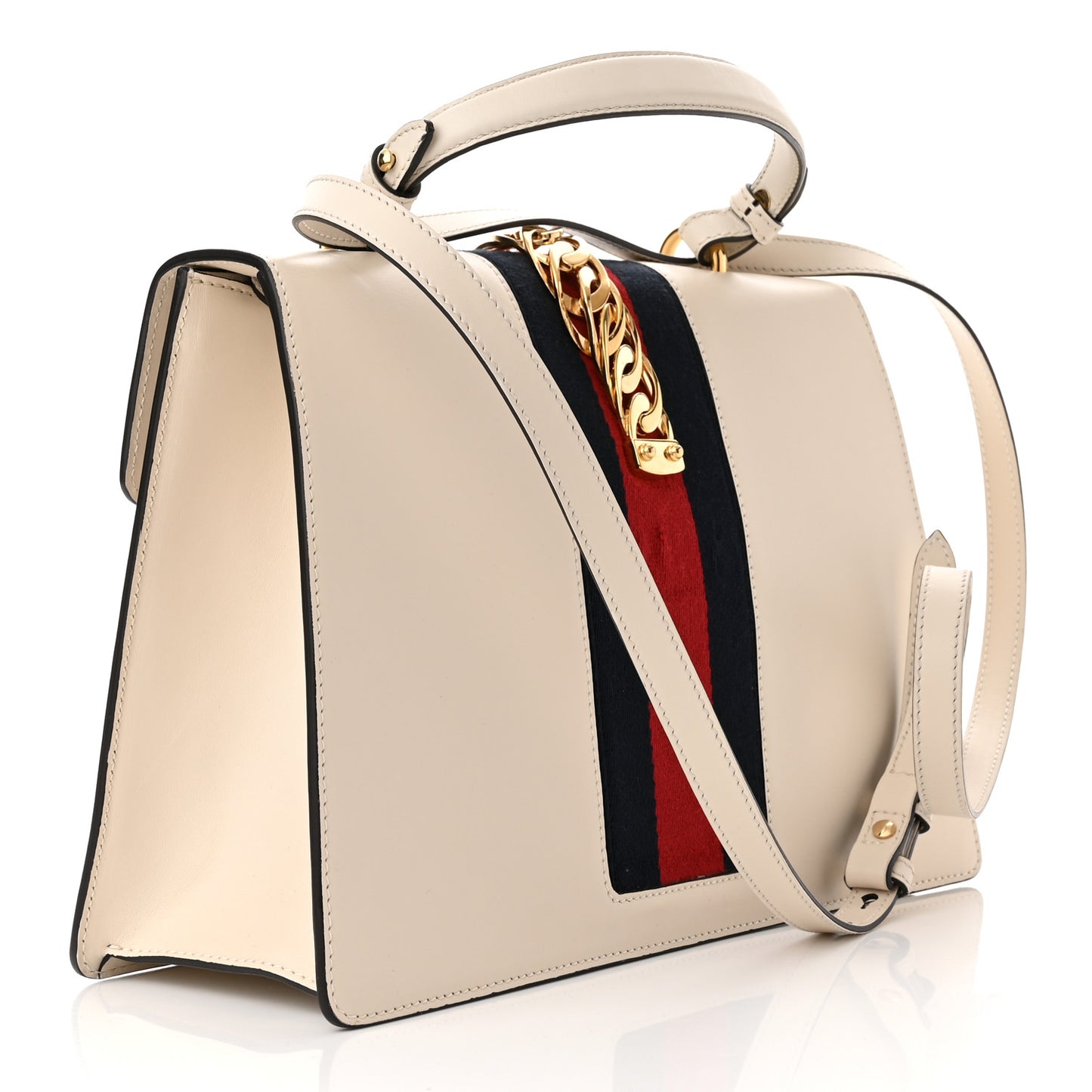 Calfskin Embroidered Medium Sylvie Top Handle Bag White