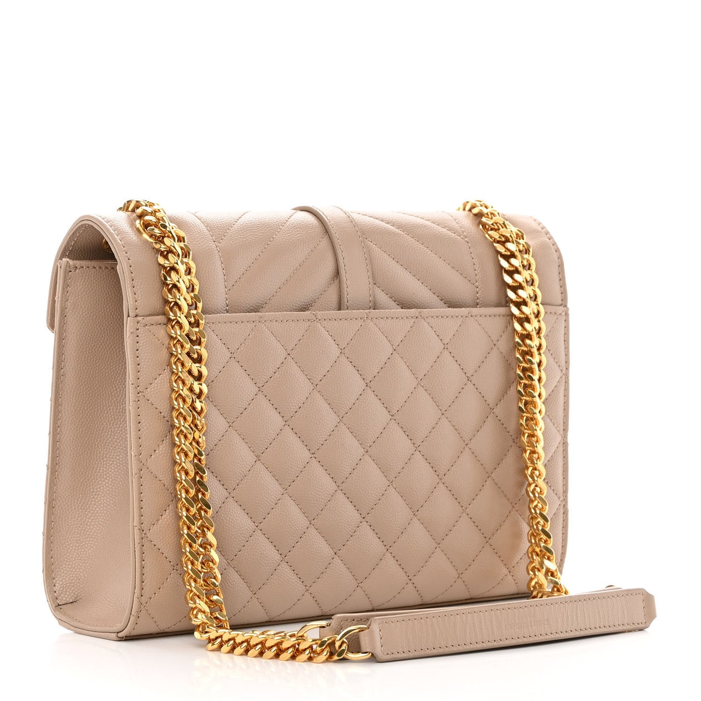 Grain De Poudre Textured Mixed Matelasse Medium Triquilt Monogram Satchel Dark Beige