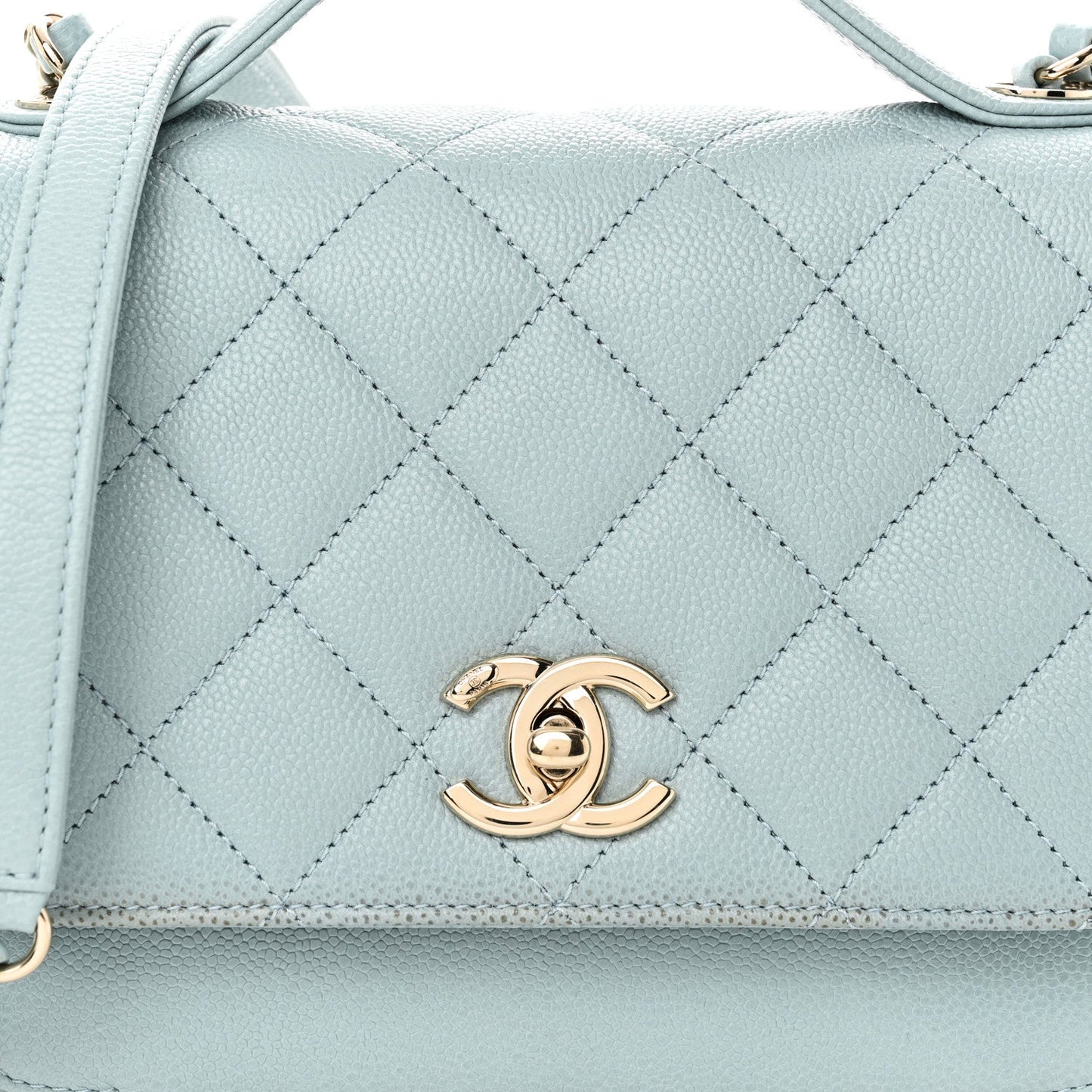 Caviar Quilted Medium Business Affinity Flap Light Blue