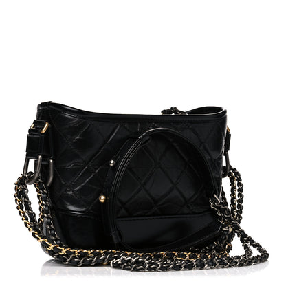 Chanel Aged Calfskin Quilted Small Gabrielle Hobo Black 3 of 16