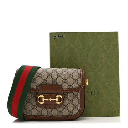 Gucci GG Supreme Monogram Web Mini Horsebit 1955 Shoulder Bag Beige Brown Sugar 12 of 12
