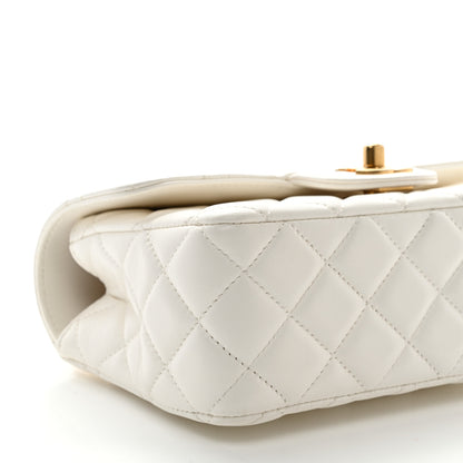 Chanel Lambskin Quilted Mini Metal Top Handle Rectangular Flap White 9 of 10