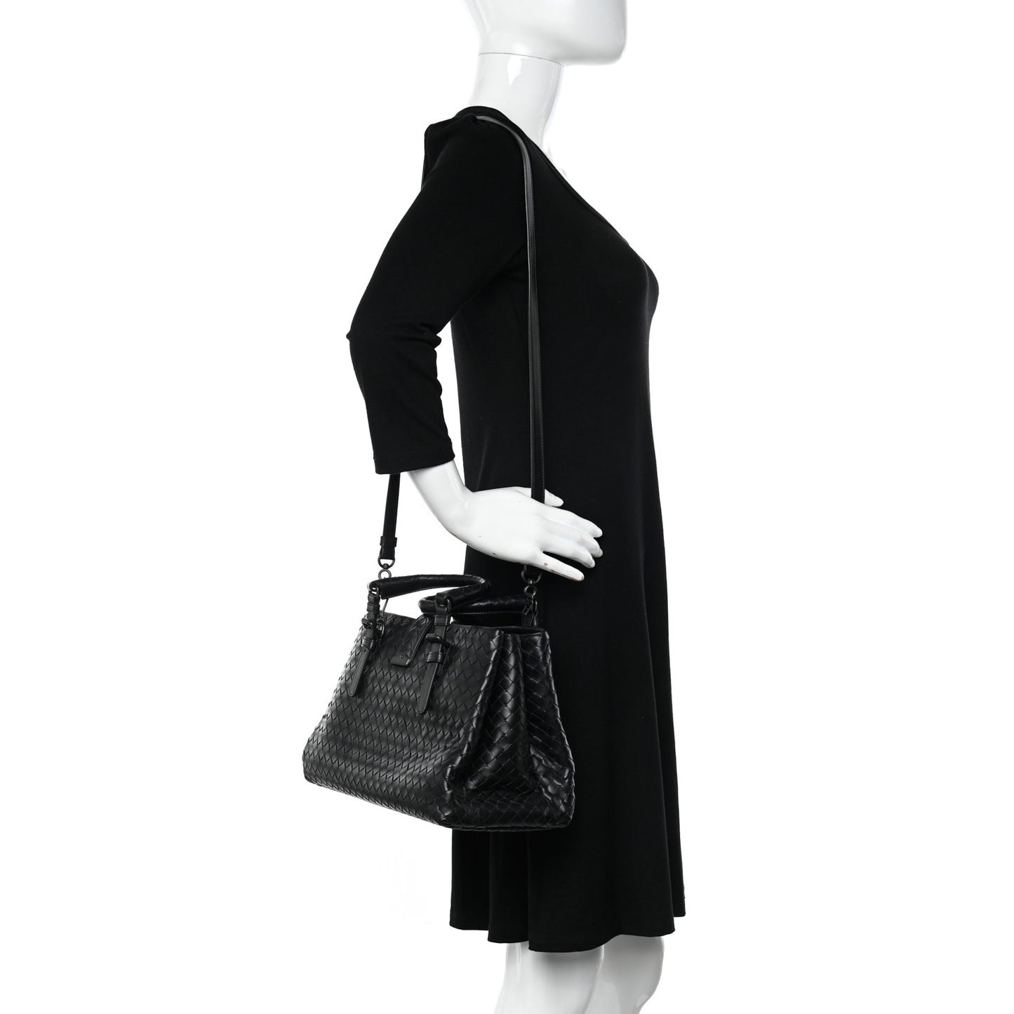 Light Calf Intrecciato Small Roma Black