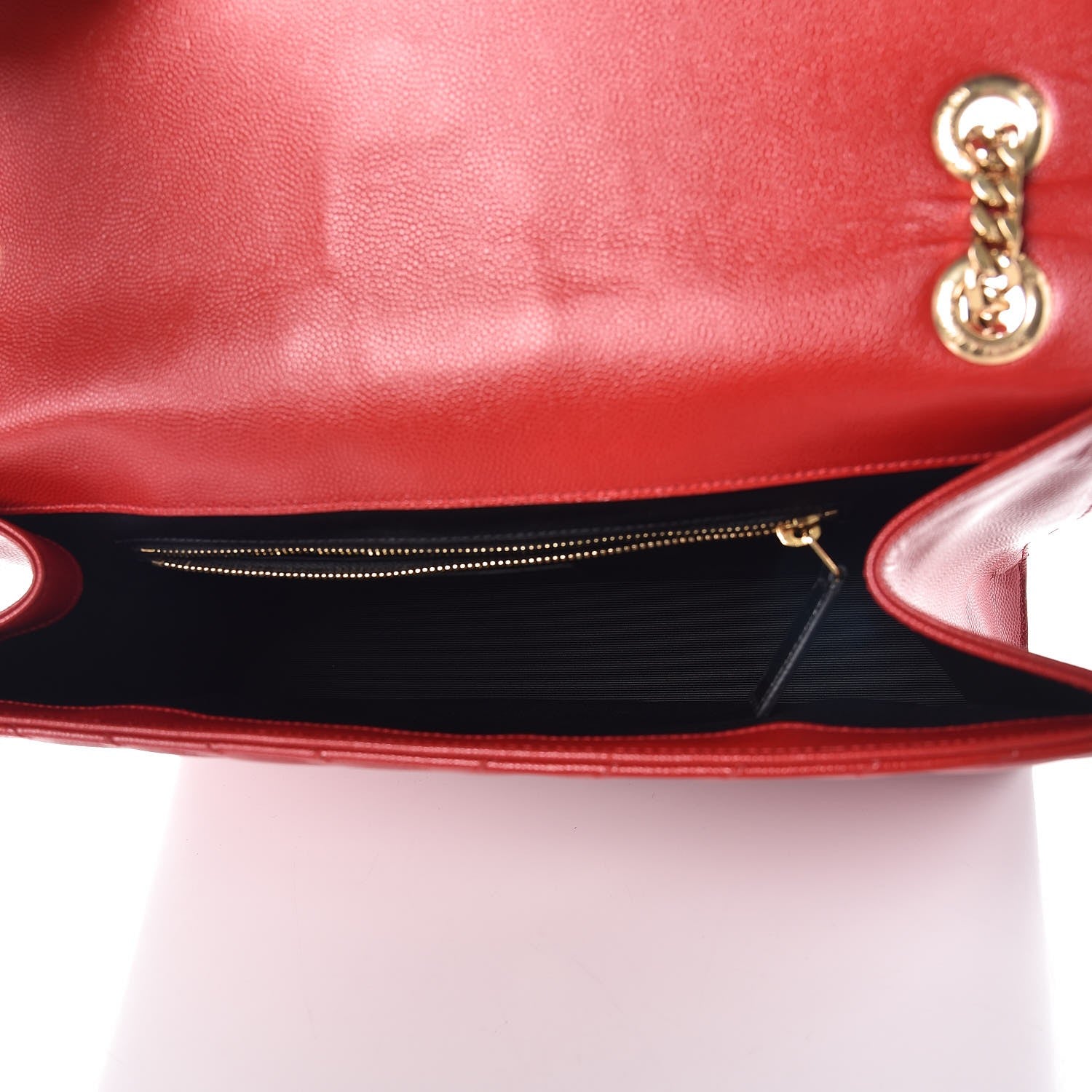 Saint Laurent Grain De Poudre Matelasse Chevron Large Monogram Satchel Lipstick Red 5 of 7