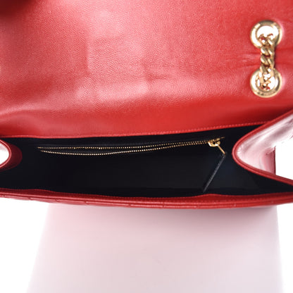 Saint Laurent Grain De Poudre Matelasse Chevron Large Monogram Satchel Lipstick Red 5 of 7