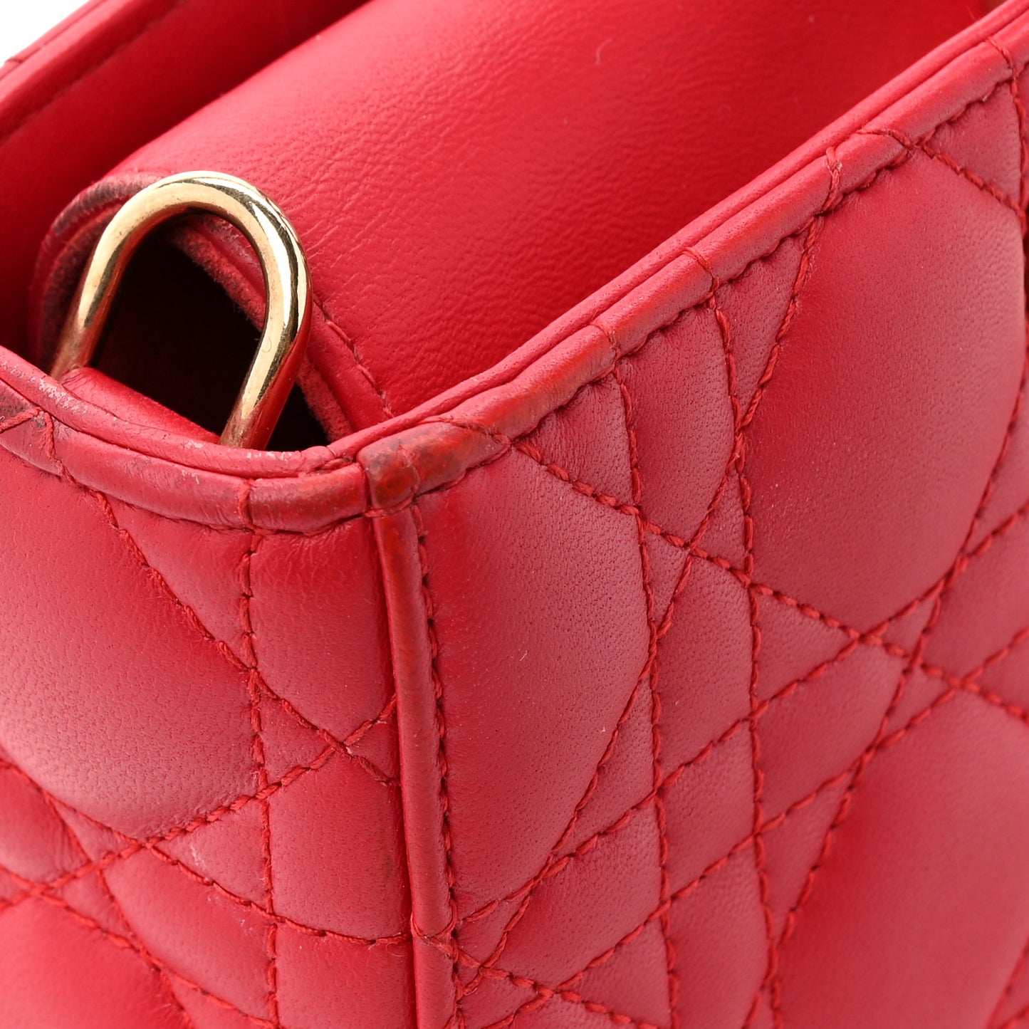 Lambskin Cannage Medium Lady D-Joy Red