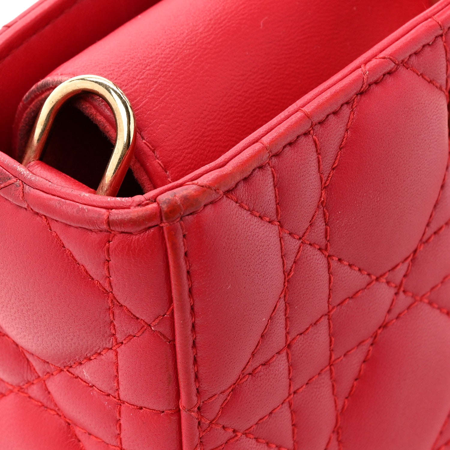 Christian Dior Lambskin Cannage Medium Lady D-Joy Red 17 of 21