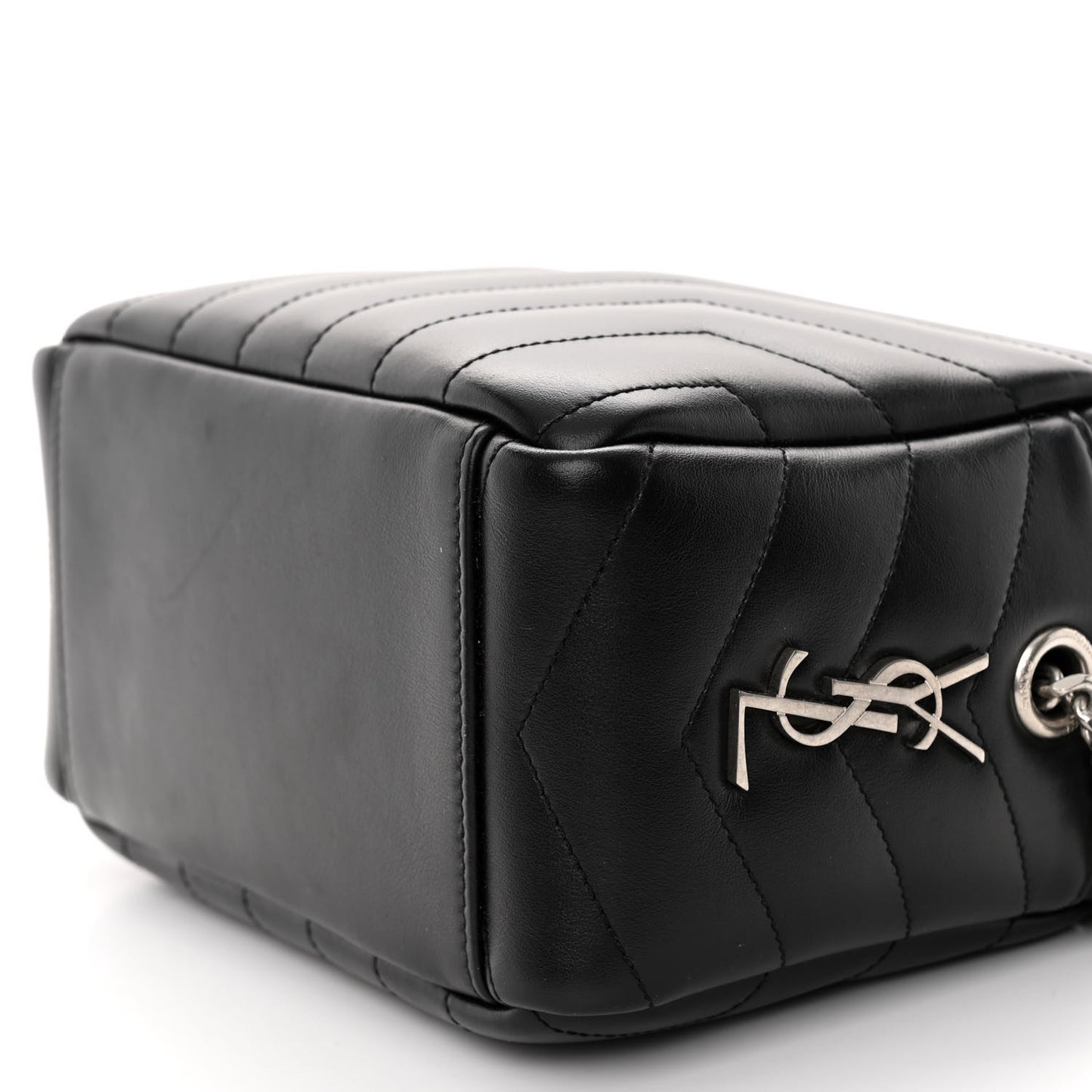 Calfskin Y Quilted Monogram Small Loulou Bowling Bag Black