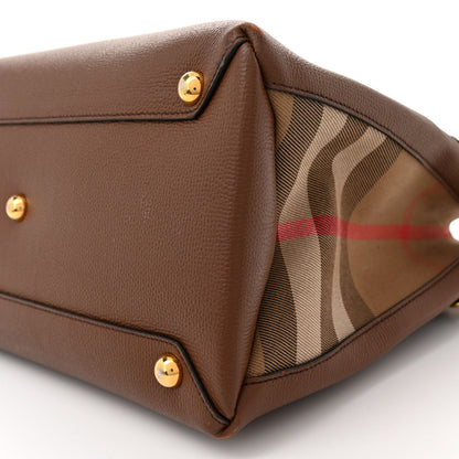 Burberry Grainy Calfskin House Check Medium Banner Tote Tan 9 of 13