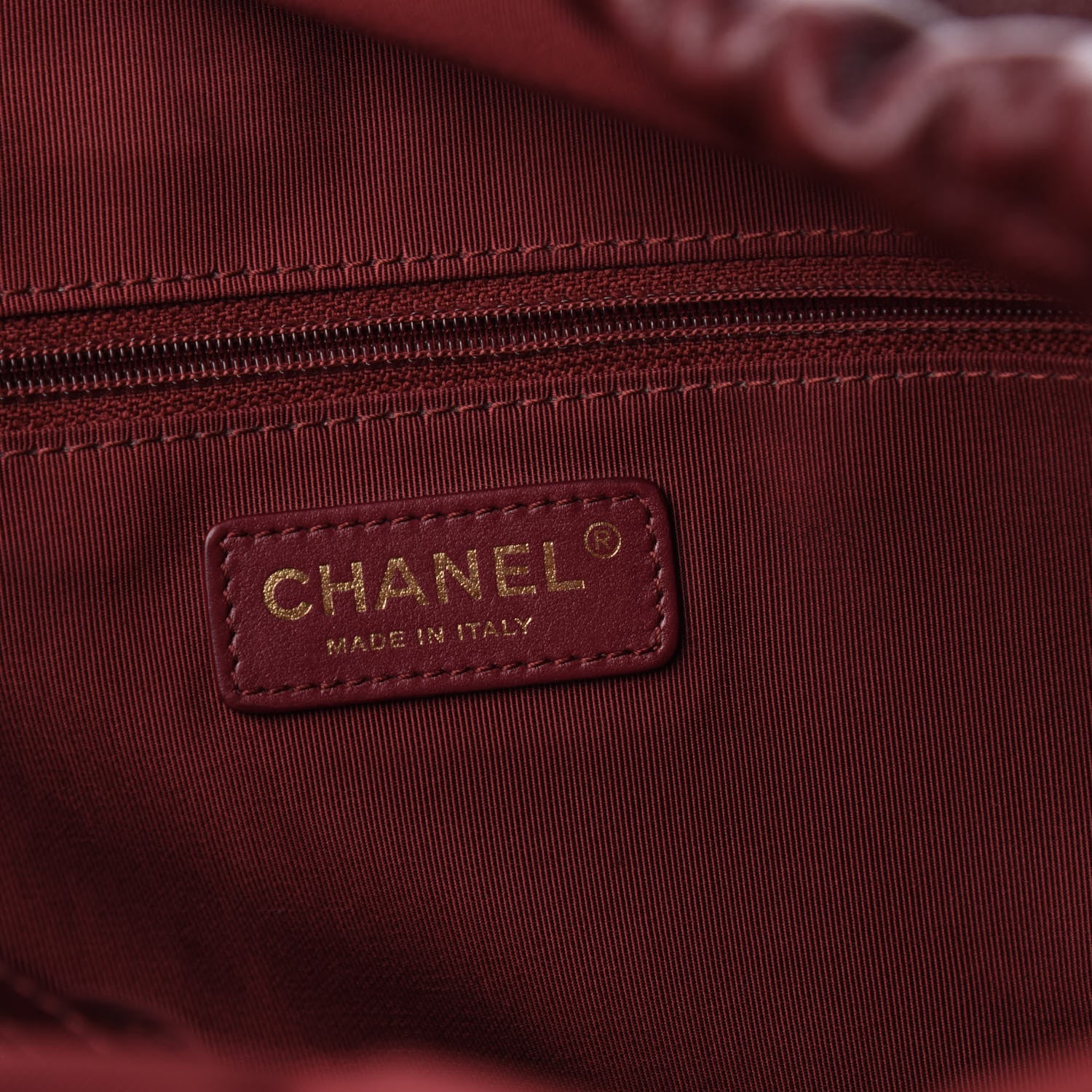 Chanel Lambskin Quilted Drawstring Shopping Bag Red 9 of 10
