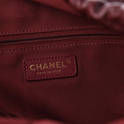 Chanel Lambskin Quilted Drawstring Shopping Bag Red 9 of 10