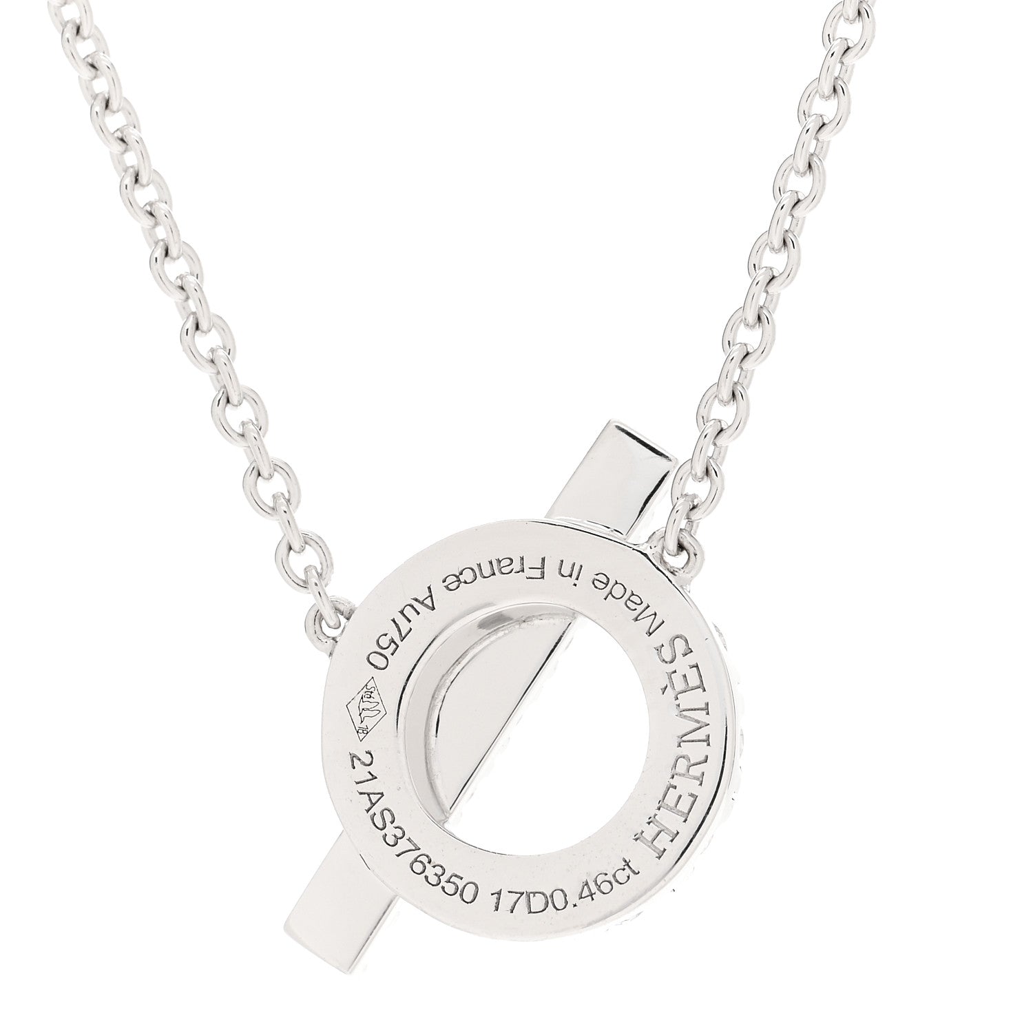 Hermes 18K White Gold Diamond Finesse Pendant Necklace 3 of 4
