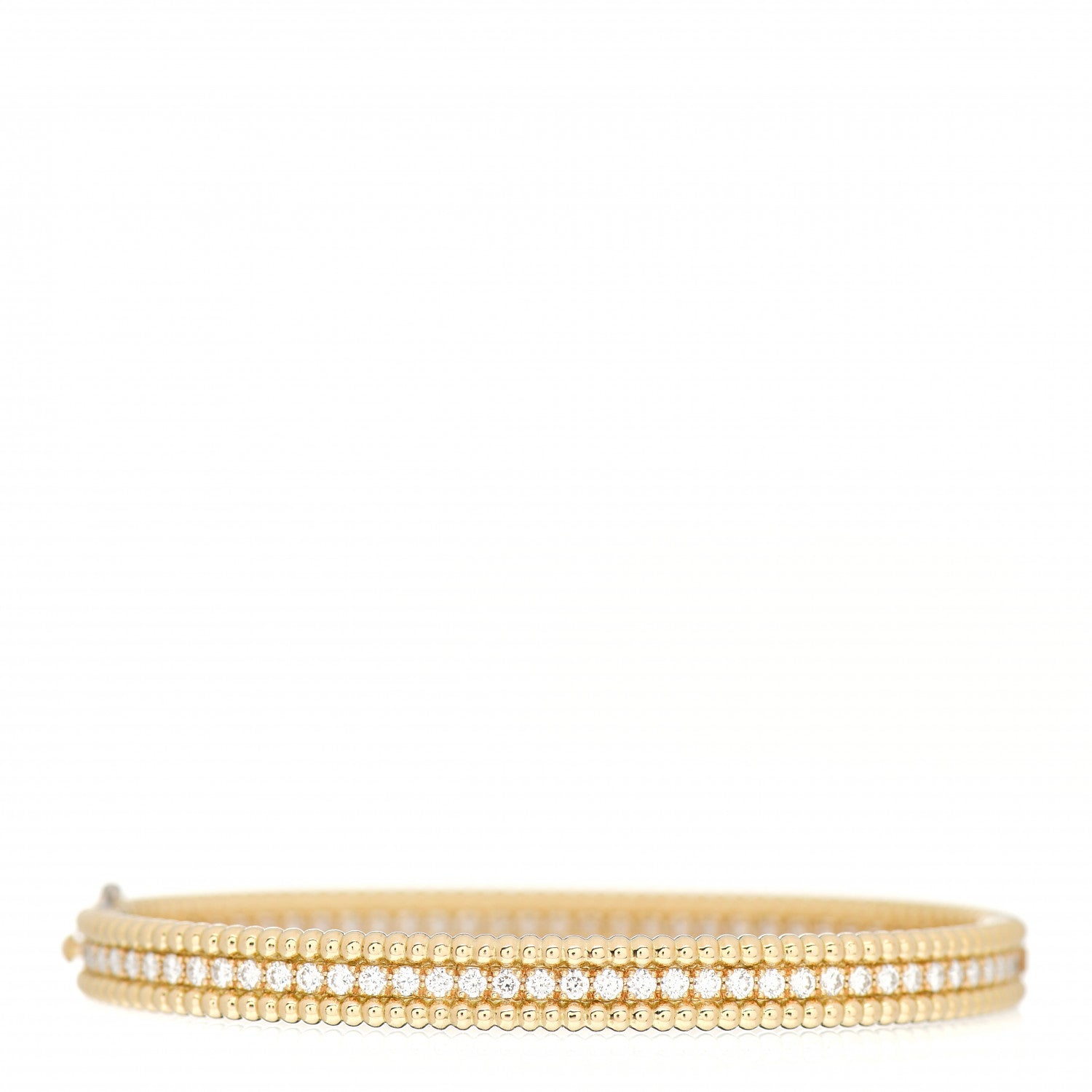 Van Cleef & Arpels 18K Yellow Gold Diamond Perlee 1-Row Bangle Bracelet M 3 of 5