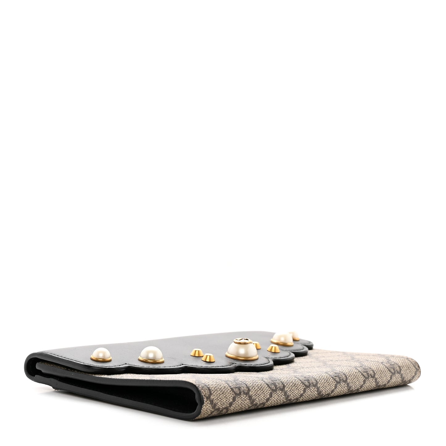 GG Supreme Monogram Mini Peony Pearly Clutch Black