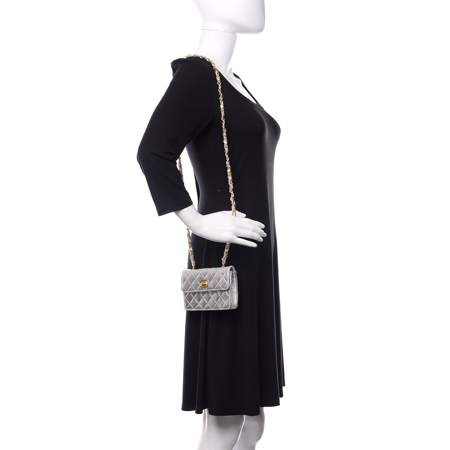 Chanel Metallic Lambskin Quilted Micro Mini Flap Silver 2 of 13