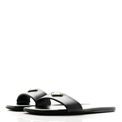 Prada Nappa Metal Triangle Logo Flat Slide Sandals 37 Black 4 of 8