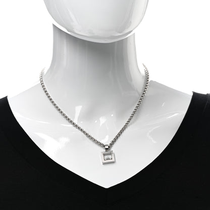 Chopard 18K White Gold Diamond Happy Diamonds Square Pendant Necklace 2 of 6