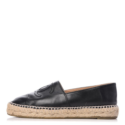 Chanel Lambskin Canvas Cap Toe CC Espadrilles 37 Black 1 of 9