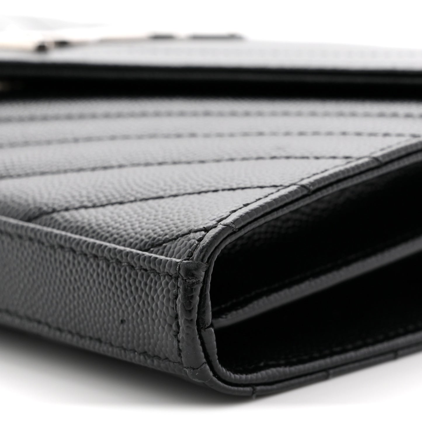 Grain De Poudre Matelasse Chevron Monogram Chain Wallet Black