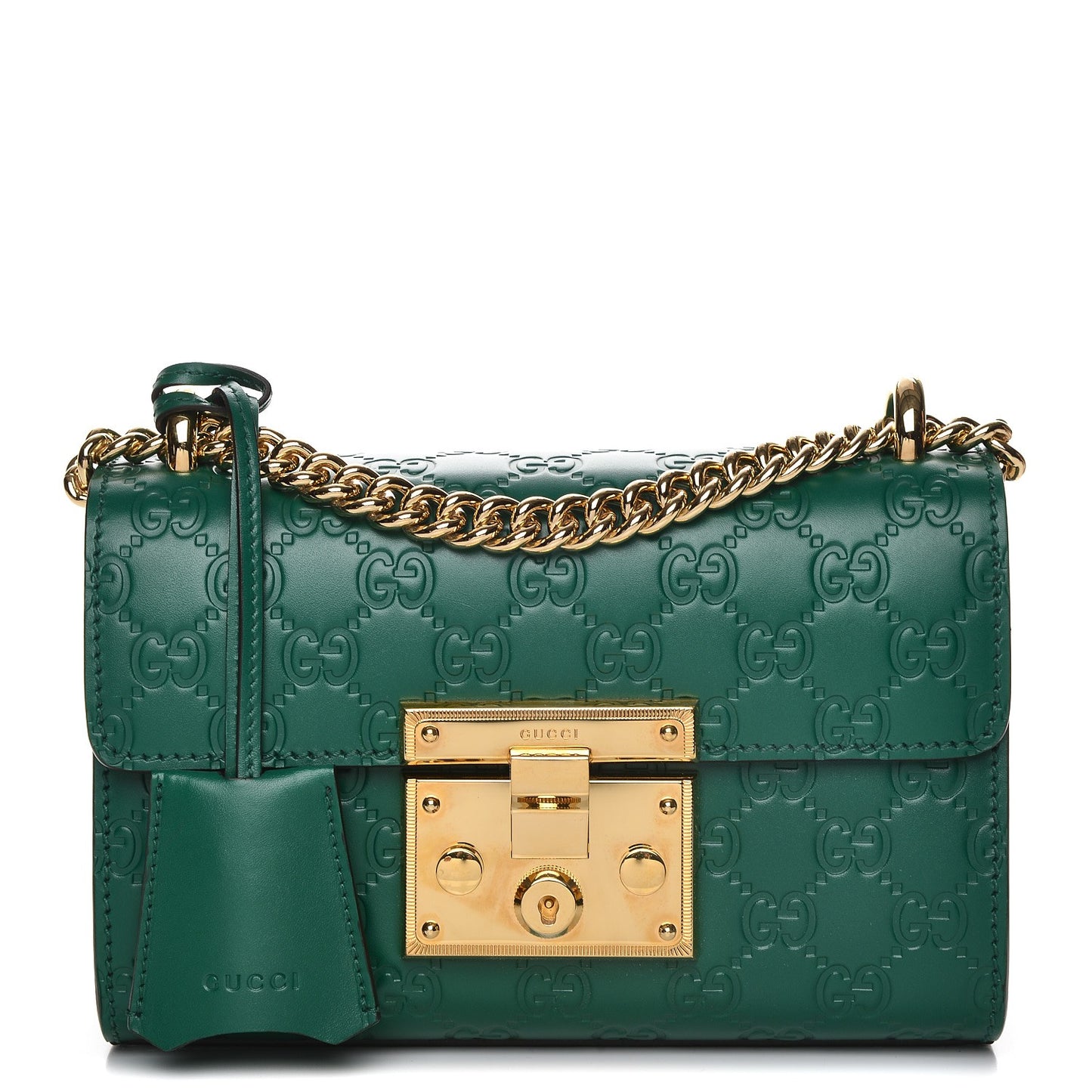 Guccissima Small Padlock Shoulder Bag Emerald
