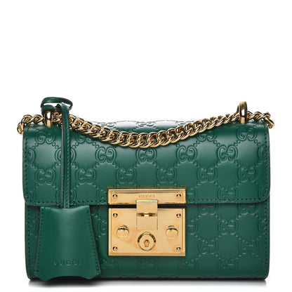 Gucci Guccissima Small Padlock Shoulder Bag Emerald 1 of 7