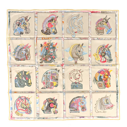 Hermes Silk Chevaloscope Scarf 90 Rose Nacre Vert Multicolor 1 of 3