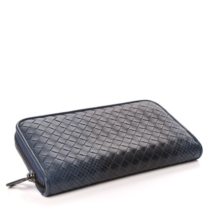 Bottega Veneta Nappa Intrecciato Gradient Spotted Zip Around Wallet Black Denim 4 of 10