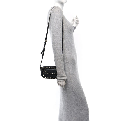Valentino Garavani Grained Calfskin Small Rockstud Flap Pocket Camera Crossbody Bag Black 2 of 9