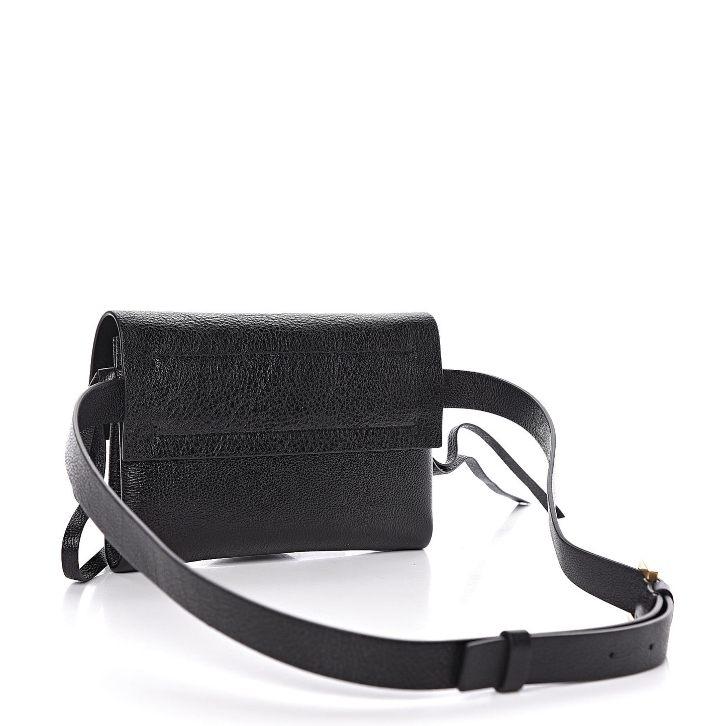 Textured Patent Calfskin VRing Belt Bag 95 Black
