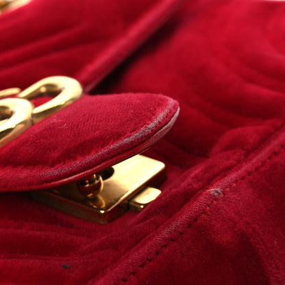 Gucci Velvet Matelasse Mini GG Marmont Shoulder Bag Hibiscus Red 10 of 10