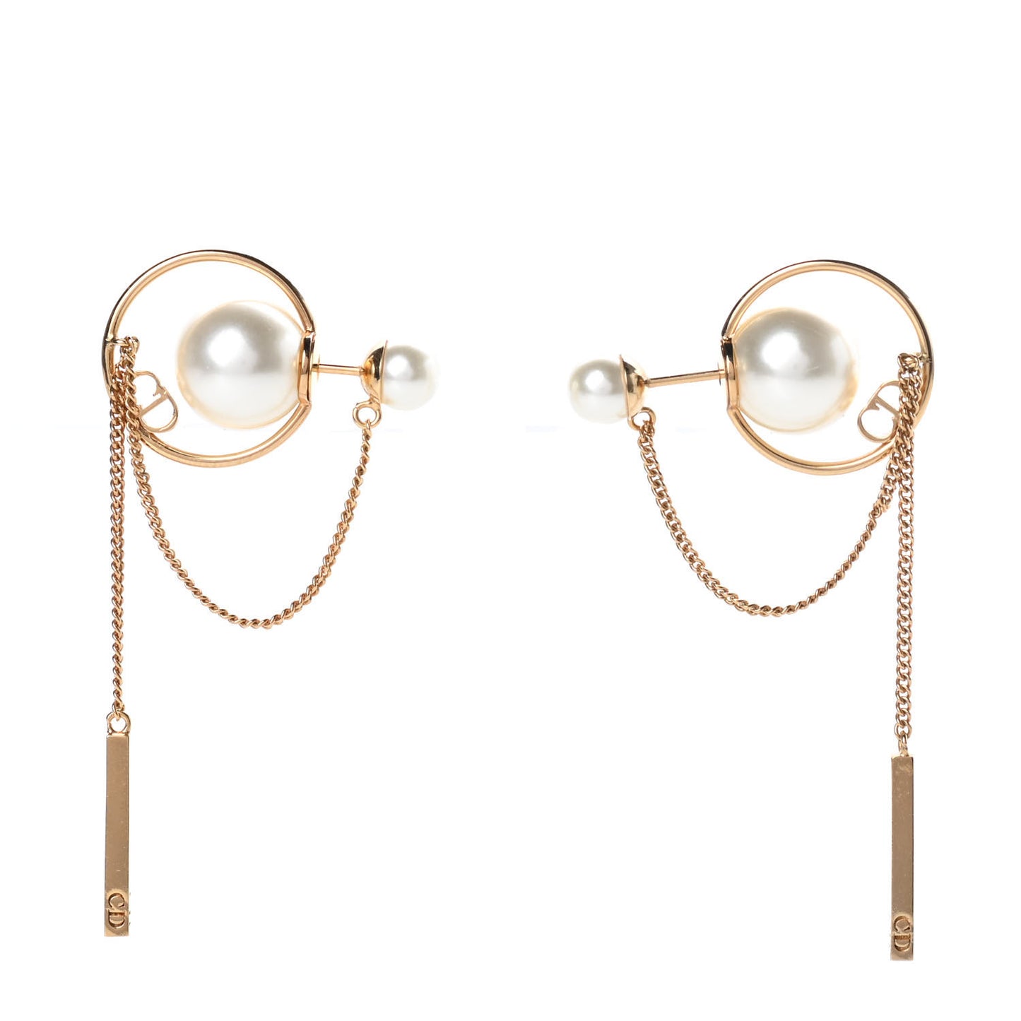Pearl Tribales Dangle Chain Earrings Gold