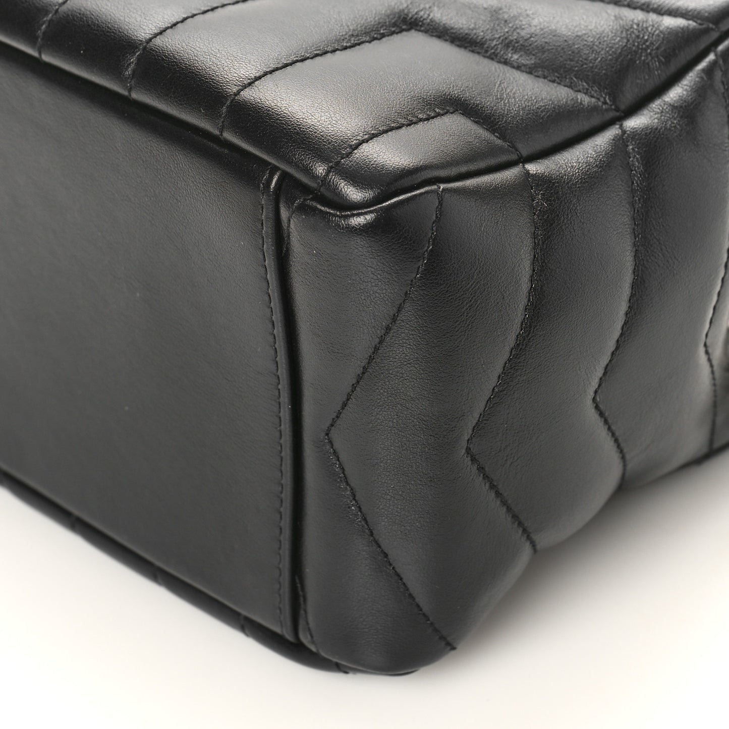Calfskin Y Quilted Monogram Small Loulou Bowling Bag Black