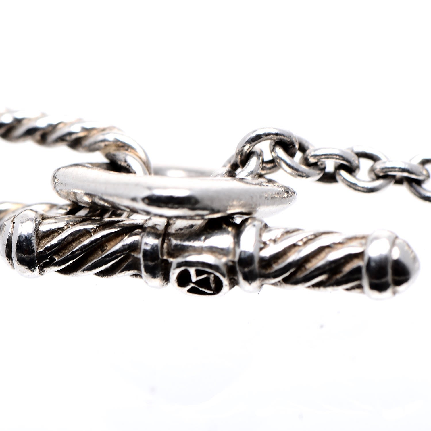 David Yurman Sterling Silver 18K Yellow Gold Cable Heart Charm Bracelet 4 of 5
