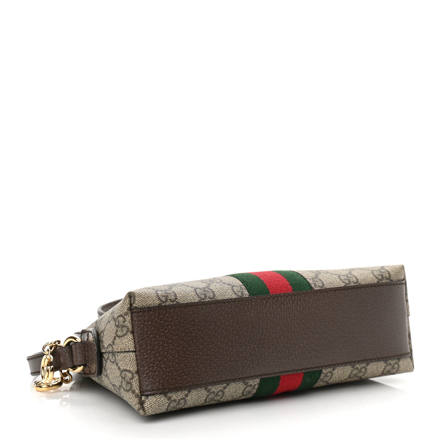 Gucci GG Supreme Monogram Textured Dollar Calfskin Web Small Ophidia Dome Shoulder Bag Beige Ebony New Acero 4 of 10