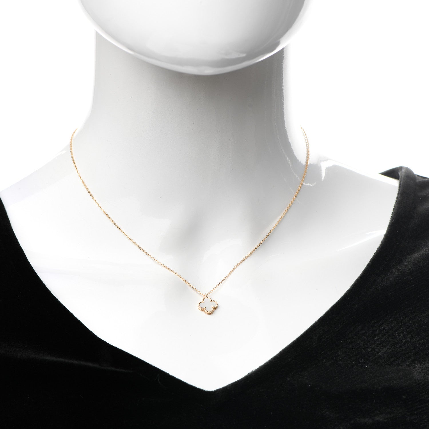 Van Cleef & Arpels 18K Yellow Gold Mother of Pearl Sweet Alhambra Pendant Necklace 2 of 7