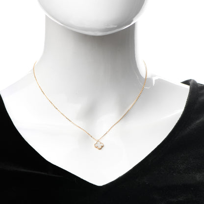 Van Cleef & Arpels 18K Yellow Gold Mother of Pearl Sweet Alhambra Pendant Necklace 2 of 7