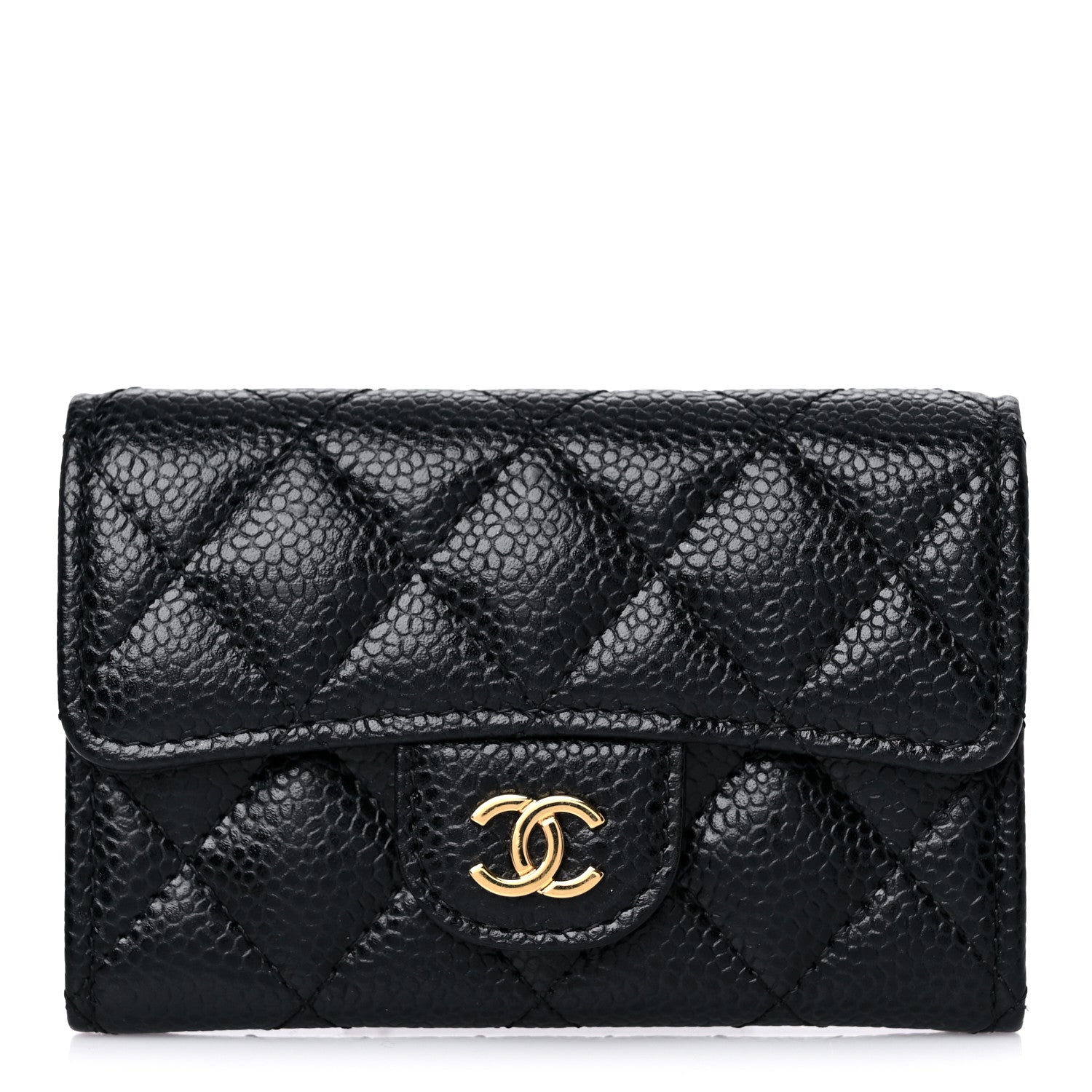 Chanel Caviar Quilted Flap Card Holder Wallet Black 1 of 9