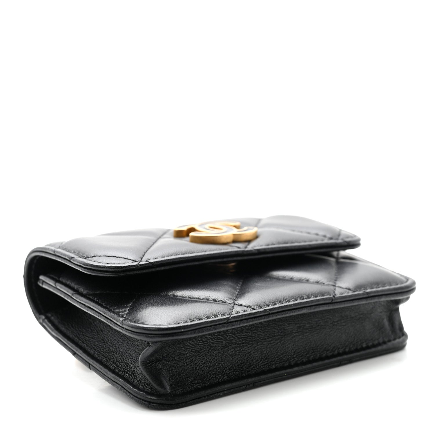 Chanel Lambskin Enamel Quilted Pending CC Flap Belt Bag Black 4 of 11