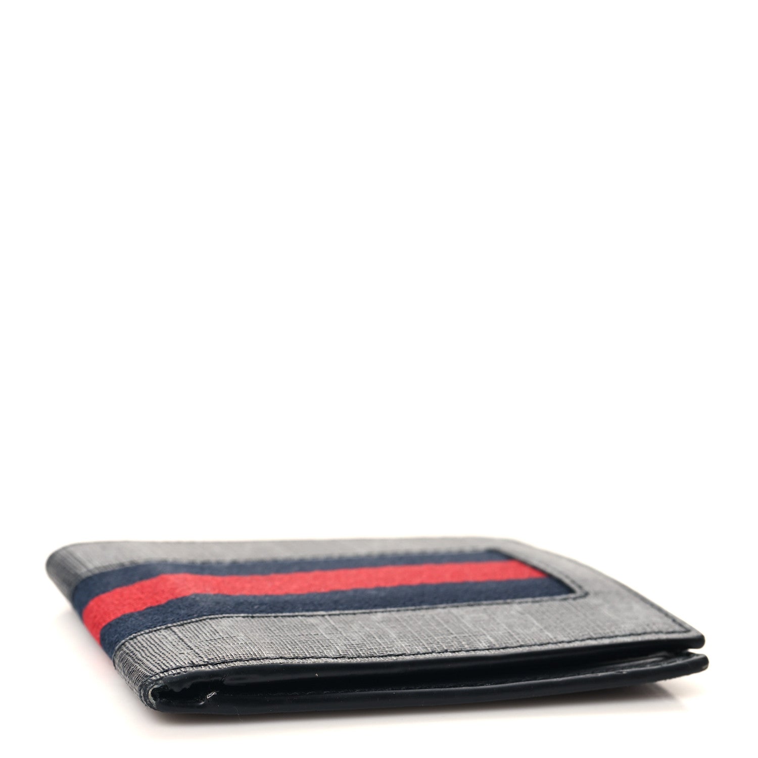 Gucci GG Supreme Monogram Selleria Calfskin Web New Web Bi-Fold Wallet Black 4 of 7
