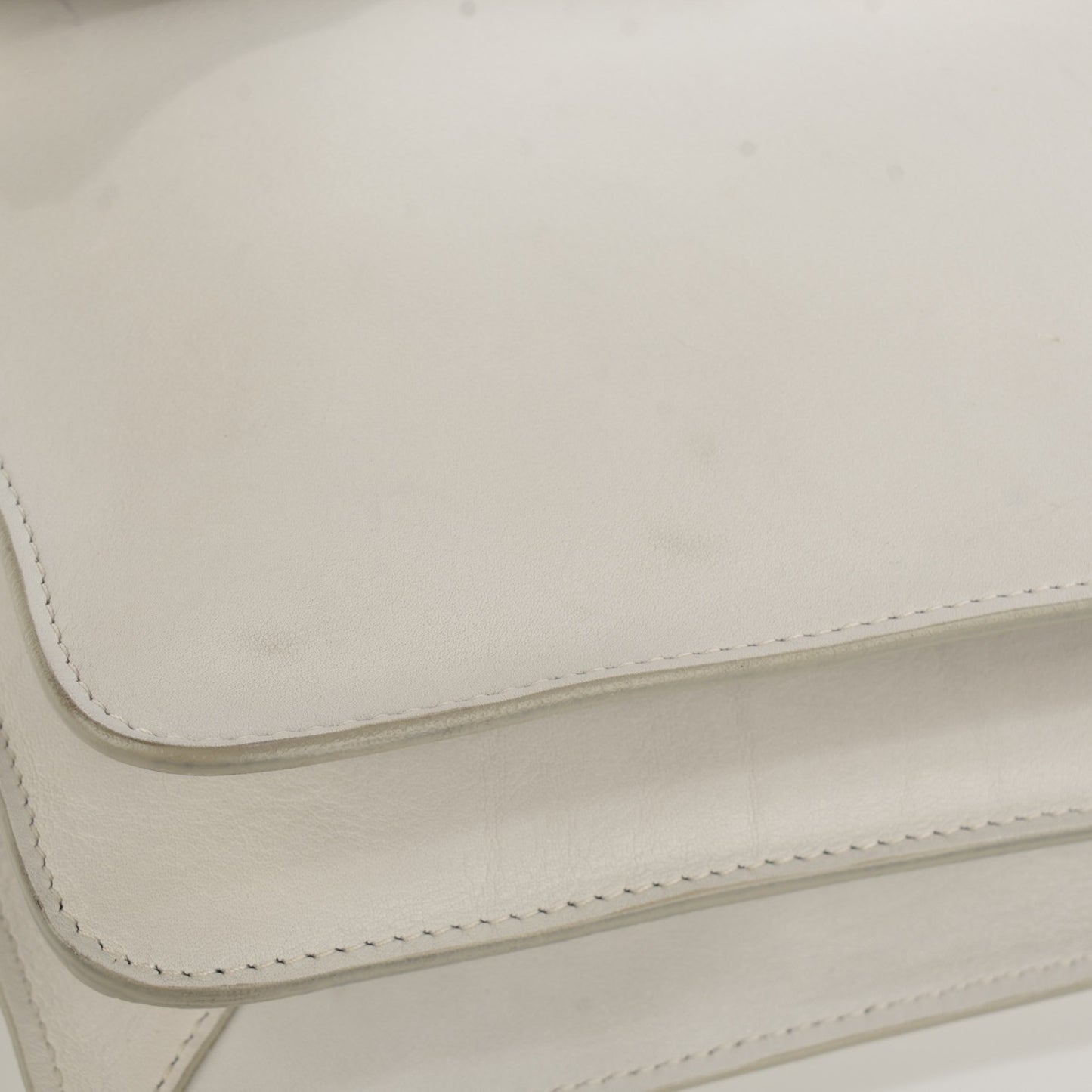 Calfskin Large Clasp Shoulder Bag White