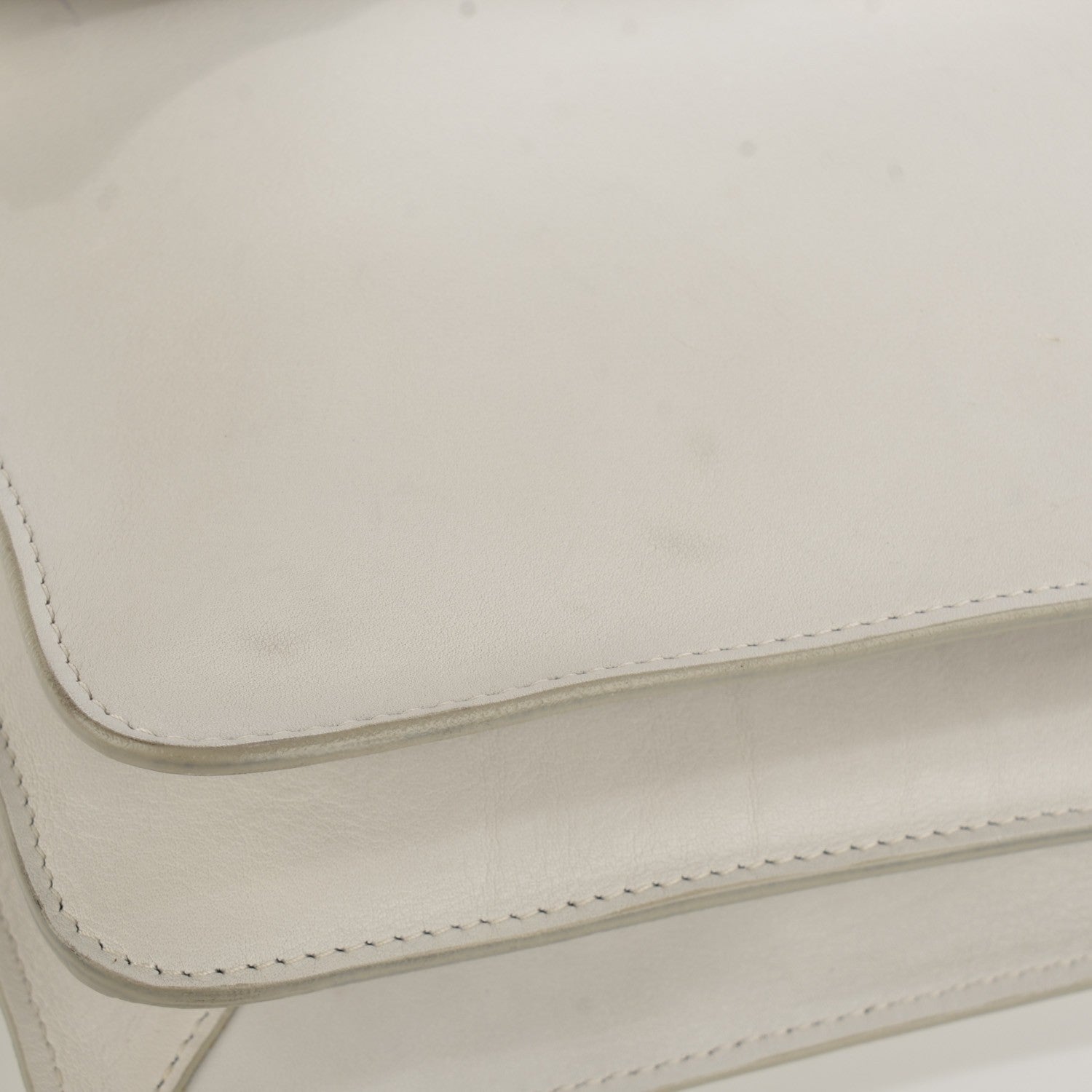 Celine Calfskin Large Clasp Shoulder Bag White 11 of 11