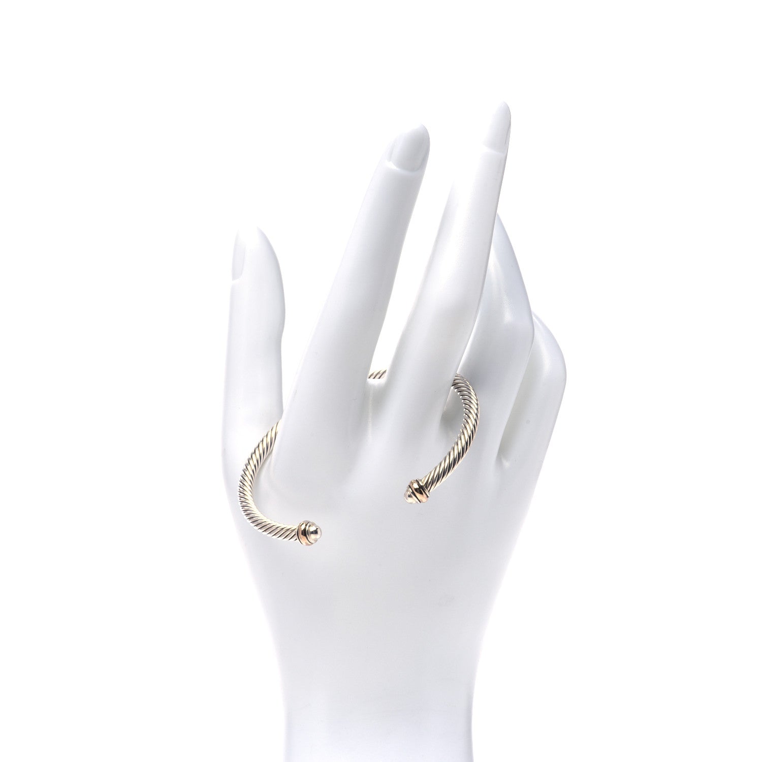 David Yurman Sterling Silver 18K Yellow Gold 4mm Cable Classics Bracelet 2 of 4